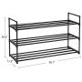 SONGMICS Shoe Rack, 3-Tier Shoe Storage Organizer, Metal Shoe Shelf, 12 to 15 Pairs Shoes, Stackable Shoe Tower for Living Room, Entryway, Hallway, Closet, Black ULSA13BK
