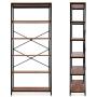 5 Tier Industrial Bookshelf, Tall Bookshelf, Vintage Free Standing Storage Shelf Units, Metal and Wood Book Shelves for Bedroom Living Room Home Office