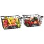 BirdRock Home Stacking Wire Market Baskets with Chalk Label - Set of 2 - Fruit Vegetable Produce Metal Storage Bin for Kitchen Counter - Pantry Cabinet - Bathroom Shelves - Metallic Black