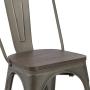 JUMMICO Metal Dining Chair Stackable Industrial Vintage Kitchen Chairs Indoor-Outdoor Bistro Cafe Side Chairs with Back and Wooden Seat Set of 4 (Gun)