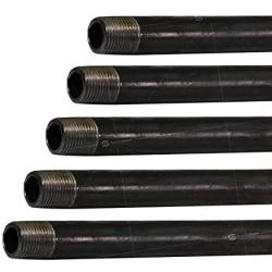 Supply Giant 3/4 Inch x 60 Inch Black Steel Pipe, Threaded Three Quarter Inch Malleable Fitting Build DIY Vintage Furniture, (Pack Of 5)