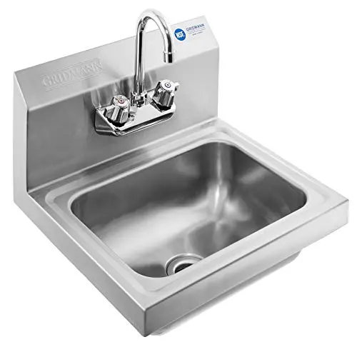 GRIDMANN Commercial NSF Stainless Steel Sink Wall Mount Hand Washing Basin with Faucet GRIDMANN Commercial NSF Stainless Steel Sink Wall Mount Hand Washing Basin with Faucet