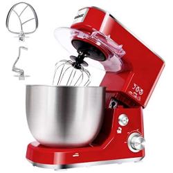 Stand Mixer, CUSIMAX Electric Mixer 800W Tilt-Head Food Mixer with 5-Quart Stainless Steel Bowl, Dough Hook, Mixing Beater and Egg Whisk, Splash Guard, Red