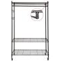 Homdox 3-Tiers Large Size Heavy Duty Wire Shelving Garment Rolling Rack Clothing Rack with Double Clothes Shelves and Lockable Wheels+1 Pair Side Hooks,Black