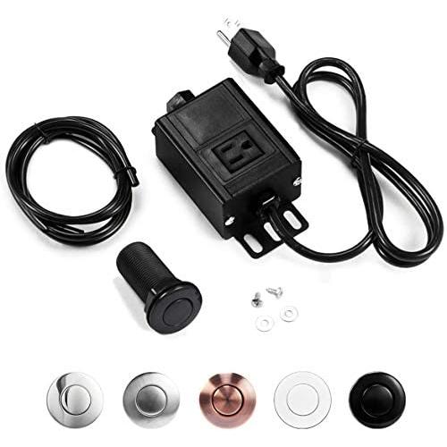 Garbage Disposal Air Switch Kit, Sink Top Air Button for Waste Disposer with Aluminum Alloy Control Module (LONG PLASTIC BLACK BUTTON) by CLEESINK