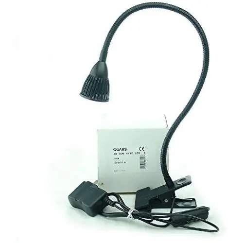 QUANS 5W Clip on Clamp Gooseneck COB LED Desk Table Light lamp Cool White 19inch Neck Black QUANS 5W Clip on Clamp Gooseneck COB LED Desk Table Light lamp Cool White 19inch Neck Black