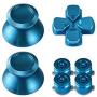 TOMSIN Metal Buttons for DualShock 4, Aluminum Metal Thumbsticks Analog Grip & Bullet Buttons & D-pad for PS4 Controller (Blue)