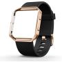 Compatible with Fitbit Blaze Bands with Stainless Steel Frame for Women Men, Silicone Sport Strap Replacement for Blaze Smart Fitness Watch