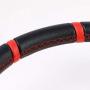 Black Leather/Red 3 Spokes/Red Stitch and Stripe 3.50'' Deep Dish 70mm 6-Bolt Pattern 320mm (12.60'' Inches) Steering Wheel