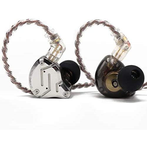 Linsoul KZ ZS10 Pro 4BA+1DD 5 Driver in-Ear HiFi Metal Earphones with Stainless Steel Faceplate, 2 Pin Detachable Cable (with Mic, Black)