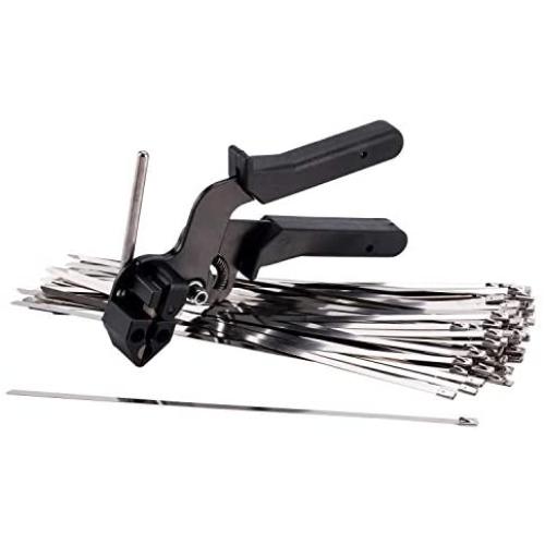 TR TOOLROCK Stainless Steel Cable Tie Gun and 200pcs Stainless Steel Self-Locking Zip Ties Kit, 4.6x270mm Tensioning Cutter Metal Zip Tie Tool Kit, Cable Tie Tool for Stainless Steel Cable Ties