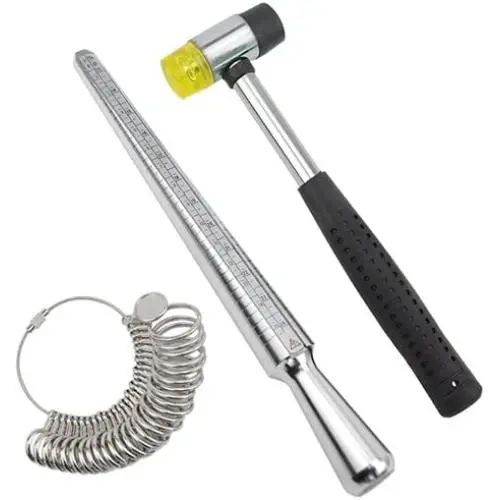 TOVOT 29 PCS 3 in 1 Multi-Function Circle Models Jewelry Tools Kit for Jewelry Making Measuring Ring Sizer Mandrel and Jewelers Rubber Hammer TOVOT 29 PCS 3 in 1 Multi-Function Circle Models Jewelry Tools Kit for Jewelry Making Measuring Ring Sizer Mandrel and Jewelers Rubber Hammer