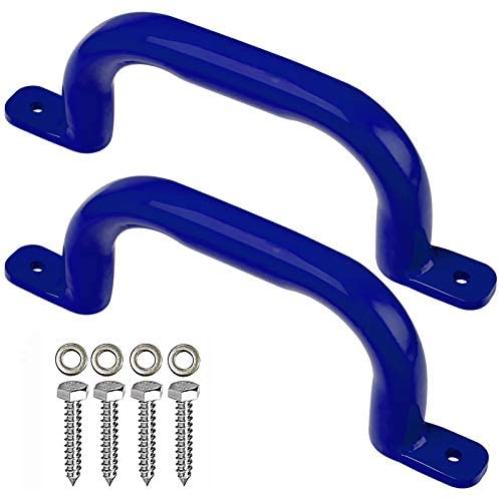 Purife 10 Metal Playground Handles Blue (Pair-500LBS), Playground Grab Handles, Kids Playset Safety Handles, Hand Grip Bar for Playhouse,Treehouse, Jungle Gym, Climbing Frame, Swing Set Accessories