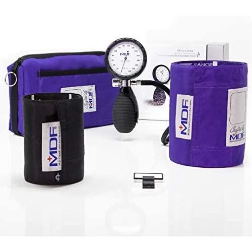 MDF Bravata Palm Aneroid Sphygmomanometer - Professional Blood Pressure Monitor with Adult & Pediatric Sized Cuffs Included - Full & Free-Parts-for-Life - Purple (MDF848XPD-08)