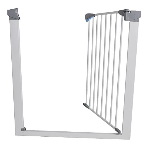 Metal Baby Gate Pet Gate 27-32 Inch Extra Wide Pressure Mounted Dog Gate for Stairs & Doorways Baby Gate with Door Walk Through Easy Step NO Need Tools NO Drilling, Adjustable Size (Metal Gate)