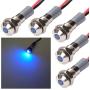 FICBOX 5pcs LED Indicator Light 6mm 12V Waterproof Metal Signal Lamp Warning Lights Directional Lamp for Pilot Dash Truck Boat (Blue)