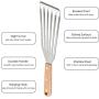 Fish Spatula Set of 2, HaSteeL Stainless Steel Slotted Spatula Turner with Riveted Wooden Handle, Professional Metal Spatulas Great for Kitchen Cooking Flipping Frying & Grilling, 2 x Hooks