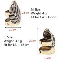 Juland 4 Pieces Sewing Thimble Retro Handwork Finger Shield Protector Adjustable Metal Copper Ring Fingertip Thimble Embroidery Needlework Pin Needles Sewing Quilting Craft DIY Tools