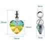 Kissitty 50-Piece Electroplated European Glass Dangle Heart Pendants Charm Beads Colorful 1'' (25mm with Silver Bails) for DIY Jewelry Making