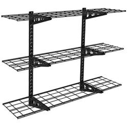 Fleximounts 3-Tier Storage Wall Shelves 1x4ft 12-inch-by-48-inch per Shelf Height Adjustable Floating Shelves (Black)