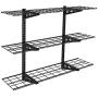 Fleximounts 3-Tier Storage Wall Shelves 1x4ft 12-inch-by-48-inch per Shelf Height Adjustable Floating Shelves (Black)