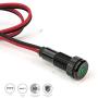 PLUG-N-PLAY Instrument Cluster LED Indicator Light Dash Bulbs. Aluminum Pilot Lights. Color Acrylic Lens. Flush Panel Mount 5/16'' 8mm 12V for Speedometer Odometer Tachometer (Black Bezel, Green LED)