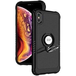 ICONFLANG Compatible Phone Case for iPhone Xs Max 6.5'' with Ring Kickstand 360 Degree Rotating Drop Airbag Protection Shock Absorption Case [Compatible Magnetic Car Mount case] (Black)