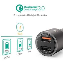 Quick Charge 3.0 Car Charger, Mercase 30W Metal Dual Ports USB Fast Car Charger Adapter,12V Car Phone Charger for iPhone Xs X Max XR 8 7 6S 6 Plus Samsung Galaxy S9 S8 S7 S6 Edge Note 9 8 (Space Grey)