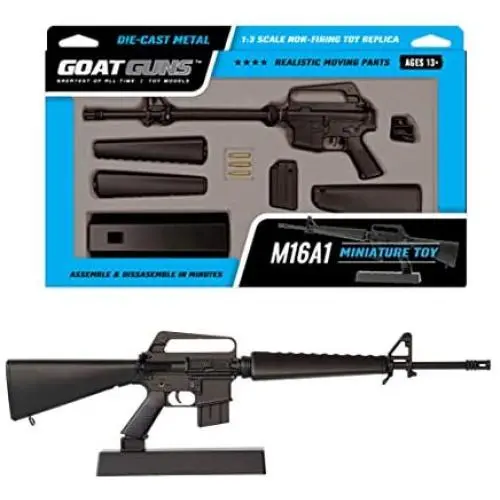 GoatGuns Miniature M16A1 Model Black | 1:3 Scale Die Cast Metal Build Kit GoatGuns Miniature M16A1 Model Black | 1:3 Scale Die Cast Metal Build Kit