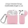 AirPods Case, GMYLE Silicone Protective Shockproof Wireless Charging Airpods Earbuds Case Cover Skin with Keychain Set Compatible for Apple AirPods 2 & 1 – Baby Pink
