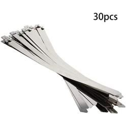 MroMax 14 Inches Stainless Steel Cable Zip Ties Multi-Purpose Metal Exhaust Wrap 30pcs