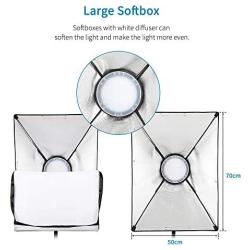 Andoer Photography Studio Softbox Lighting Kit Including 3pcs 45W Bi-Color 5500K Dimmable LED Lights 20 X 28inch Softbox 2m Light Stands Carry Bag for Photo Video Shoot