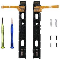 BRHE Left/Right Slider with Flex Cable Fix Part for Nintendo Switch Metal R/L Rail Replacement Parts for NS NX Joy-Con Console (Left&Right)