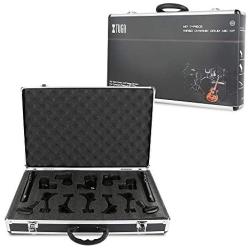 XTUGA New MI7 7-Piece Wired Dynamic Drum Mic Kit (Whole Metal)- Kick Bass, Tom/Snare & Cymbals Microphone Set - Use for Drums, Vocal, Other Instrument Complete with Thread Clip, Inserts, Mics Holder