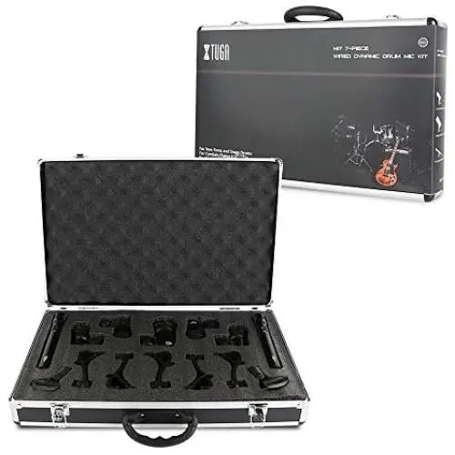 XTUGA New MI7 7-Piece Wired Dynamic Drum Mic Kit (Whole Metal)- Kick Bass, Tom/Snare & Cymbals Microphone Set - Use for Drums, Vocal, Other Instrument Complete with Thread Clip, Inserts, Mics Holder XTUGA New MI7 7-Piece Wired Dynamic Drum Mic Kit (Whole Metal)- Kick Bass, Tom/Snare & Cymbals Microphone Set - Use for Drums, Vocal, Other Instrument Complete with Thread Clip, Inserts, Mics Holder
