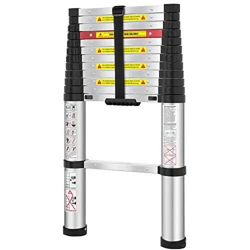 WolfWise Aluminum Telescopic Extension Multi-Purpose Ladder, 12.5FT, 330lbs Capacity