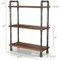 Barnyard Designs Furniture 3-Tier Etagere Bookcase, Solid Pine Open Wood Shelves, Rustic Modern Industrial Metal and Wood Style Bookshelf, Brown, 38.5'' x 29.5''x 11.75''