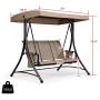 PURPLE LEAF 3-Seat Deluxe Outdoor Patio Porch Swing with Weather Resistant Steel Frame, Adjustable Tilt Canopy, Beige