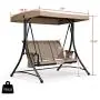 PURPLE LEAF 3-Seat Deluxe Outdoor Patio Porch Swing with Weather Resistant Steel Frame, Adjustable Tilt Canopy, Beige PURPLE LEAF 3-Seat Deluxe Outdoor Patio Porch Swing with Weather Resistant Steel Frame, Adjustable Tilt Canopy, Beige