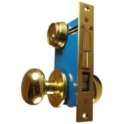 Maxtech Heavy Duty Ornamental Iron Gate Double Cylinder Mortise Lockset 2-1/2'' Backset 1''X 7-1/8'' Faceplate Polish Brass (Right Hand)