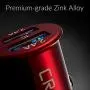 Crave Metal Car Charger [24W 4.8A 2 Port Dual USB] Zinc Alloy Universal Compact 12 Volt Charger, Smart Charge IC Technology - Red