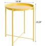 HollyHOME Tray Metal End Table, Sofa Table Small Round Side Tables, Anti-Rust and Waterproof Outdoor & Indoor Snack Table, Accent Coffee Table,（H） 20.28'' x（D） 16.38'', Yellow Cream