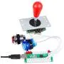 EG STARTS 1 Player LED Arcade DIY Part Kit USB Encoder to PC Gamepads Ellipse & Oval Style Bat Joystick + 5V LED Arcade Buttons for Video Games Mame Raspberry Pi Arcade1up (Chrome Mix Colors)