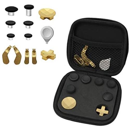 13 in 1 Metal Interchangeable 6 Swap Thumbsticks Joysticks, 4 Trigger Paddles and 2 Dpads for Xbox One Elite Controller Series 2 (Gold)