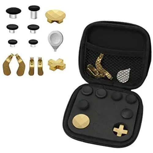 13 in 1 Metal Interchangeable 6 Swap Thumbsticks Joysticks, 4 Trigger Paddles and 2 Dpads for Xbox One Elite Controller Series 2 (Gold) 13 in 1 Metal Interchangeable 6 Swap Thumbsticks Joysticks, 4 Trigger Paddles and 2 Dpads for Xbox One Elite Controller Series 2 (Gold)