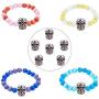 PH PandaHall 10pcs 8mm Large Hole Halloween Skull Bead Stainless Steel Spacer Beads Metal Beads Antique Silver European Beads for Necklace Bracelets Earrings Jewelry Making 15x11x14mm