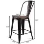 COSTWAY Tolix Style Dining Stools with Wood Seat and Backrest, Industrial Metal Counter Height Stool, Modern Kitchen Dining Bar Chairs Rustic, Copper COSTWAY Tolix Style Dining Stools with Wood Seat and Backrest, Industrial Metal Counter Height Stool, Modern Kitchen Dining Bar Chairs Rustic, Copper