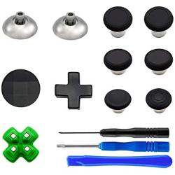 EASEGMER 11 pcs Metal Thumbsticks Magnetic Base D-Pads Replacement Parts, Swap Analog Joysticks Accessories Fit for PS4, Pro,Slim Controllers (Black)