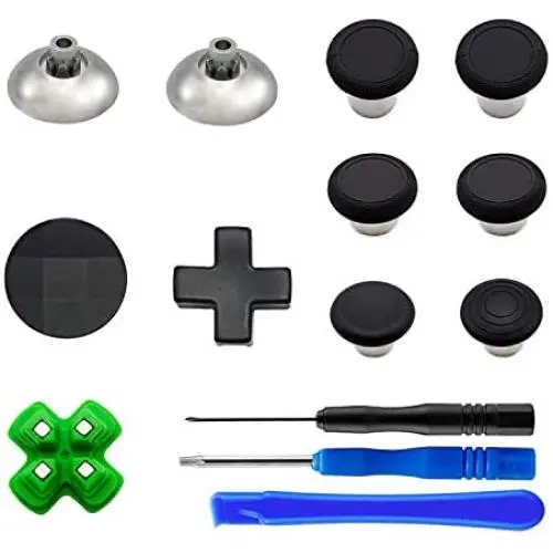 EASEGMER 11 pcs Metal Thumbsticks Magnetic Base D-Pads Replacement Parts, Swap Analog Joysticks Accessories Fit for PS4, Pro,Slim Controllers (Black) EASEGMER 11 pcs Metal Thumbsticks Magnetic Base D-Pads Replacement Parts, Swap Analog Joysticks Accessories Fit for PS4, Pro,Slim Controllers (Black)
