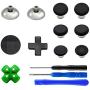 EASEGMER 11 pcs Metal Thumbsticks Magnetic Base D-Pads Replacement Parts, Swap Analog Joysticks Accessories Fit for PS4, Pro,Slim Controllers (Black)